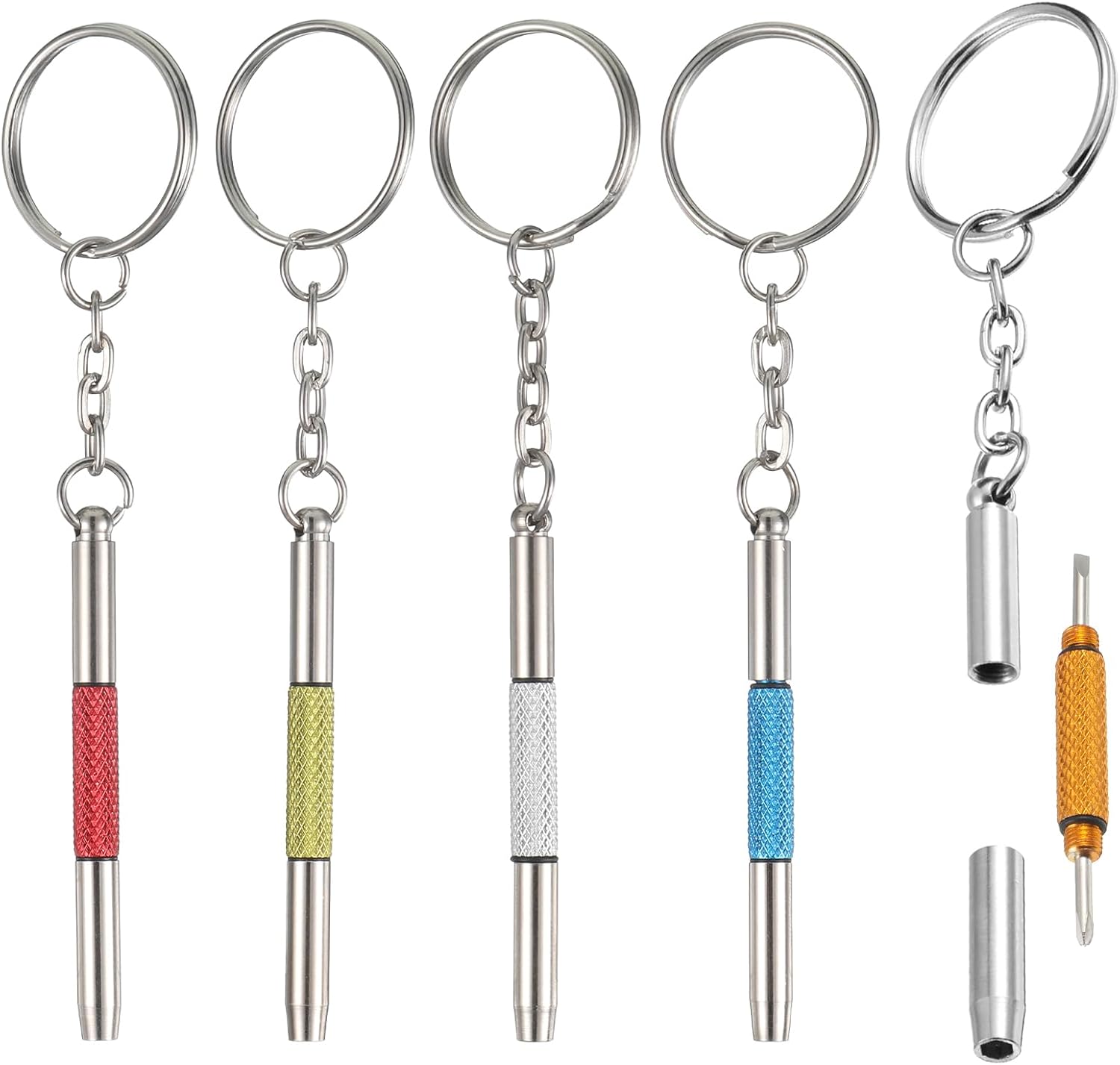 JJUNW 5 Stück Mini Brillen Schraubendreher, 3 in 1 Edelstahl Screwdriver
