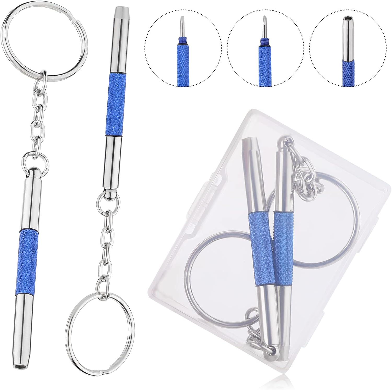Abeillo 2 Stück Mini Brillen Schraubendreher, 3 in 1 Brillen-Reparatur-Schraubendreher Set Edelstahl Screwdriver Precision Kleines Schraubenzieher für Sonnenbrillen, Schmuck und Uhren Reparatur