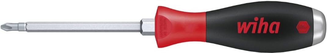 Wiha Schraubendreher SoftFinish® Phillips mit durchgehender Sechskantklinge und massiver Stahlkappe (03238) PH2 x 100 mm, für gezielte Hammerschläge, Schlagen und Meißeln, Sechskantansatz zum Lösen von festsitzenden Schrauben