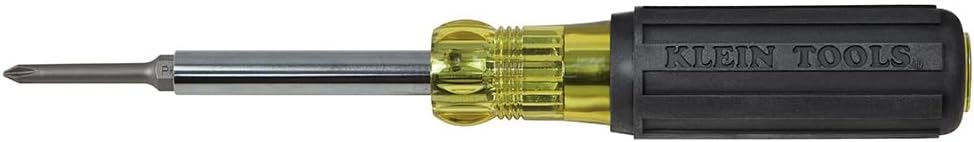 Klein Tools 32559 Mehrfach-Schraubendreher/Mutterntreiber, Verlängerter 6-in-1-Schraubendreher mit Mutterntreiber, Phillips- und Schlitz-Bits
