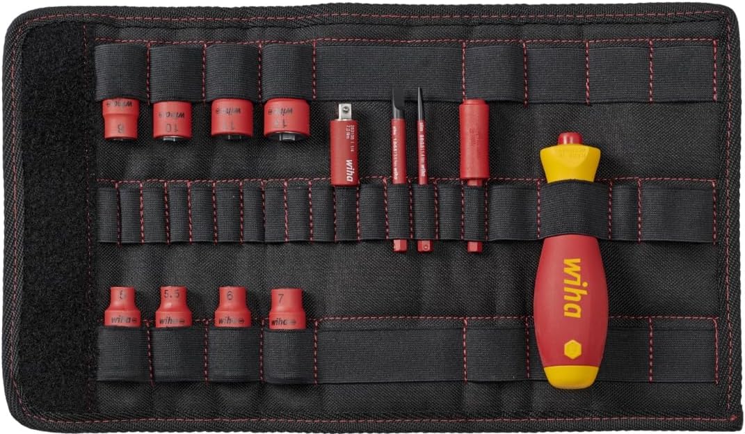 Wiha Schraubendreher und Steckschlüsseleinsatz 1/4" Set slimVario electric gemischt 14-tlg. inkl. Falttasche