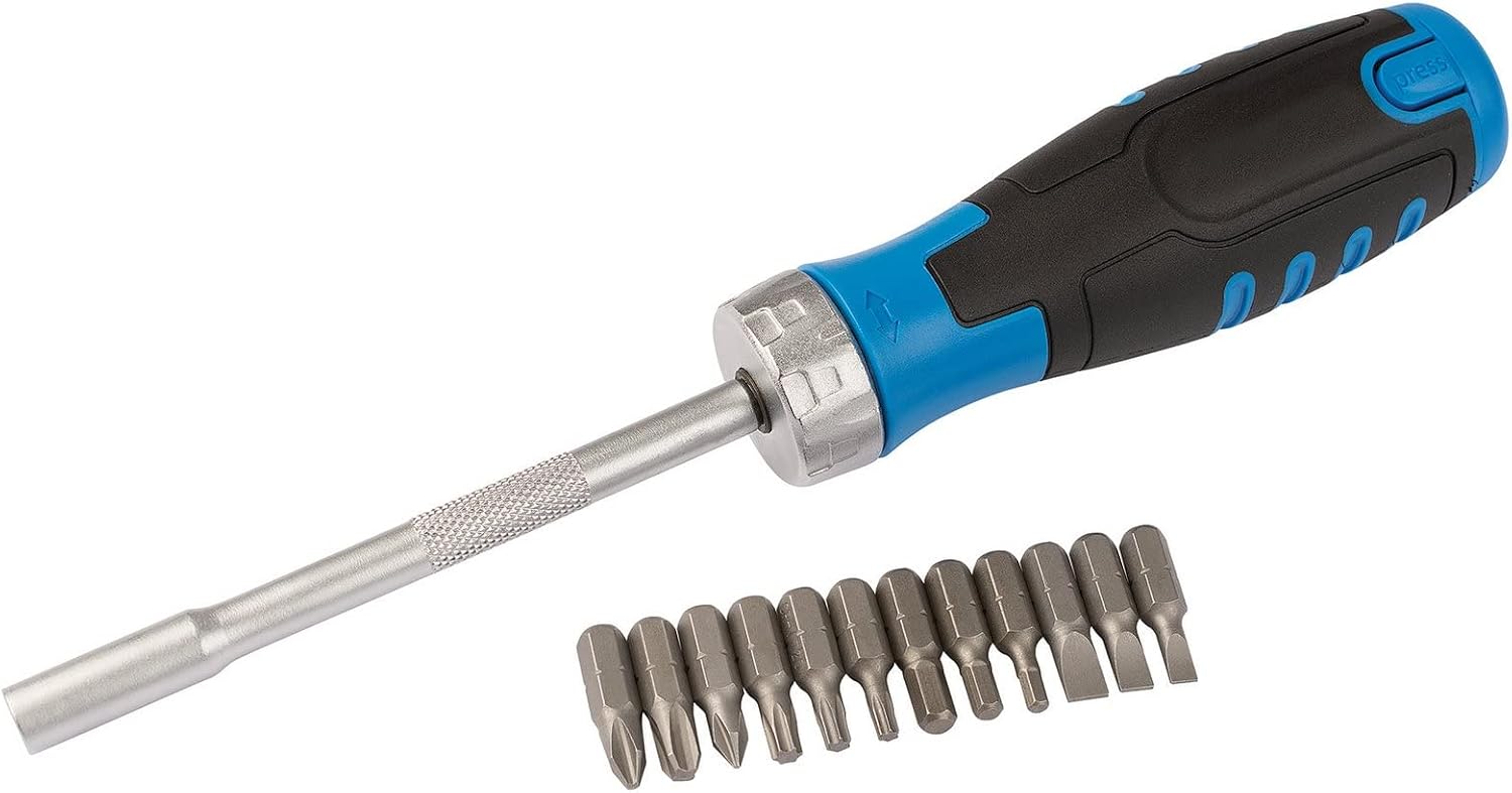 Draper 13-teiliges Ratschen-Schraubendreher-Set, interne Aufbewahrung, 12 x 25 mm Bits, Heimwerker-Profi- und Auto-Set, Schlitz-, Kreuzschlitz-, Sechskant- und TX-Star-Handwerkzeuge, 70442
