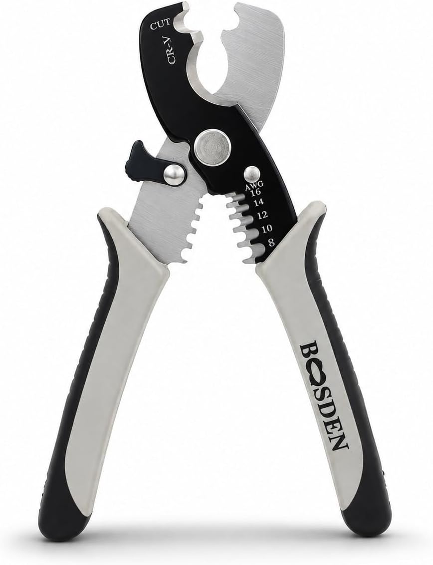 BOOSDEN Kabelschneider mit Entmanteler 203mm, Seitenschneider