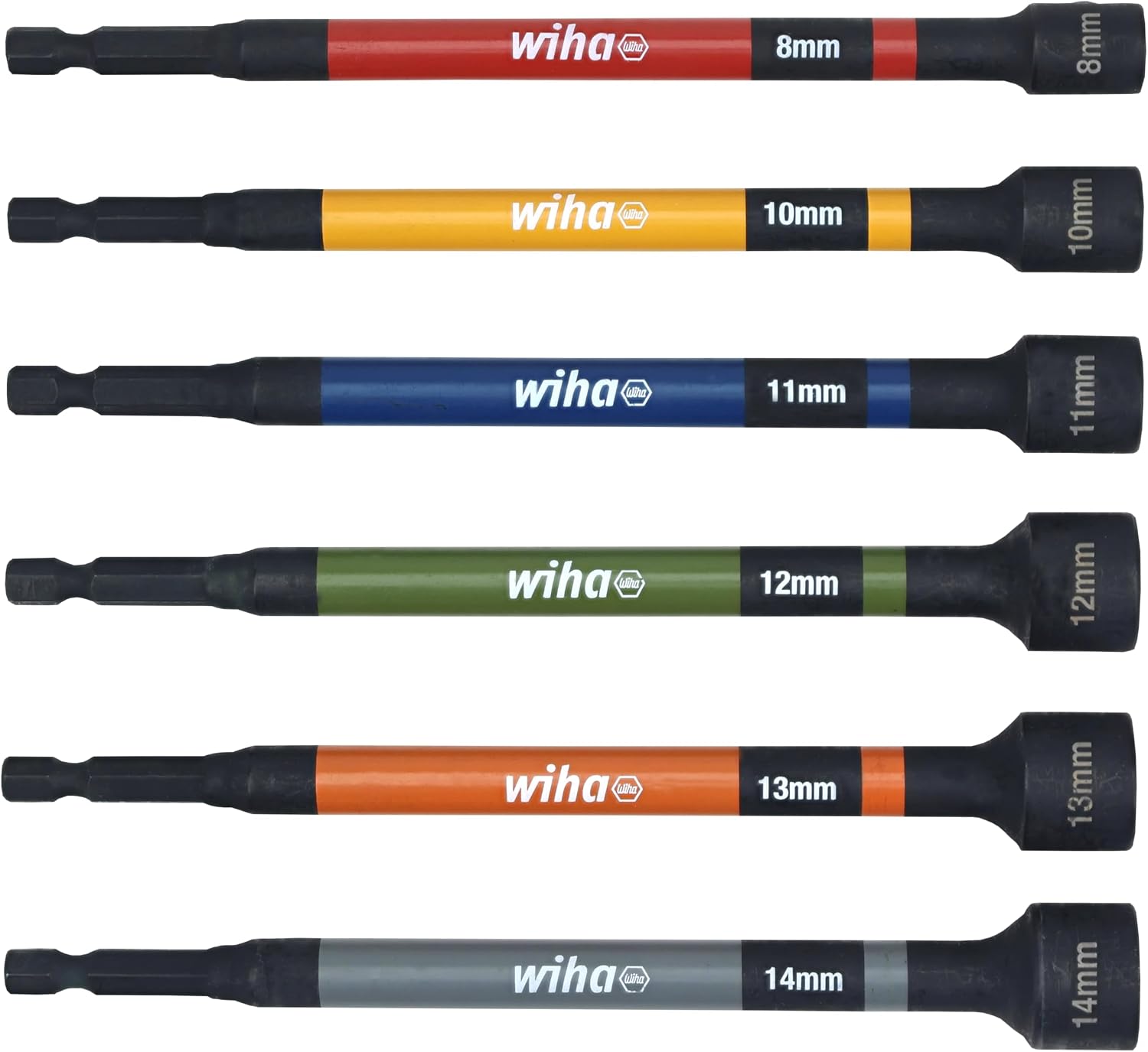 Wiha 6 Stück farbcodierte magnetische Muttern-Setter metrisches Set – 70487