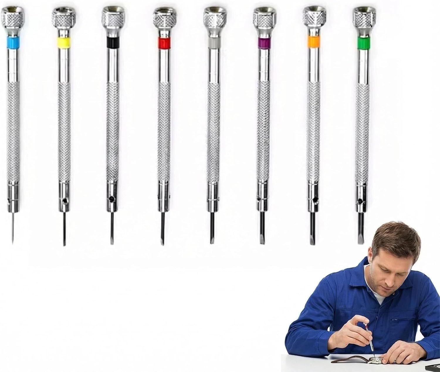 URMONA 8 Stück Uhrmacher Schraubendreher Set 0,6-2,0 mm für Uhren Brillen