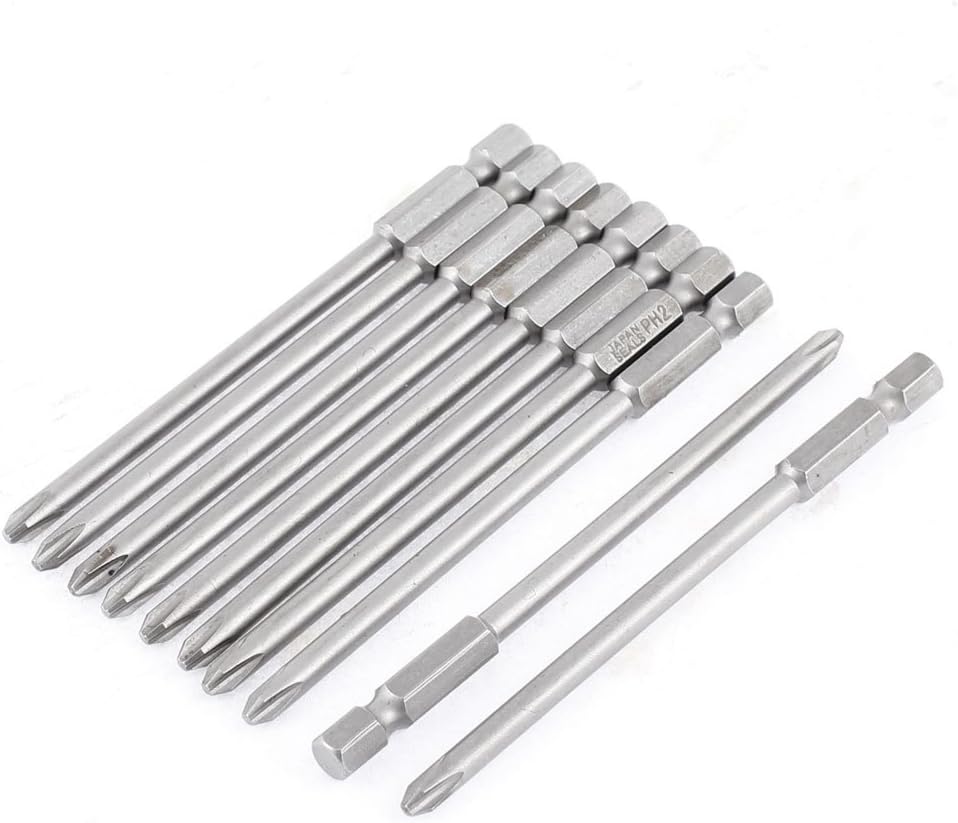 sourcing map 10Stück PH2 Ø4.5mm Magnet Spitze Kreuzschlitz Schraubendreher Einsatz,100mm lang
