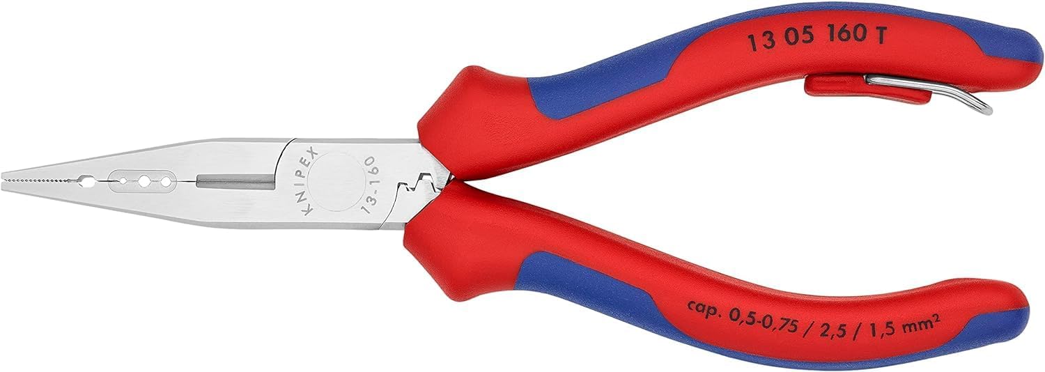 KNIPEX Verdrahtungszange verchromt mit Mehrkomponenten-Hüllen, 13 05 160 T