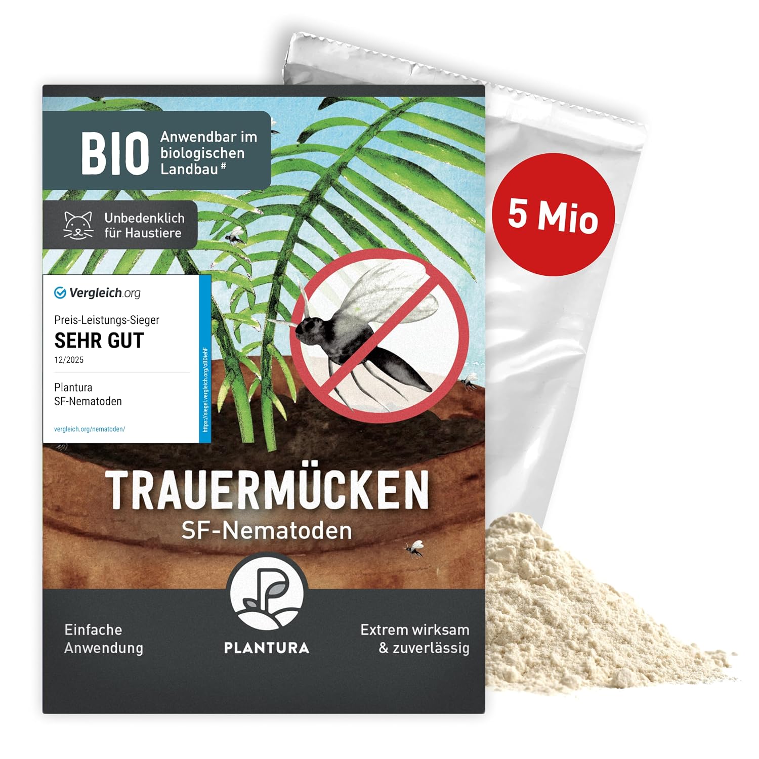 Plantura SF-Nematoden gegen Trauermücken, 5 Mio für 5 m² / 50 Pflanzen