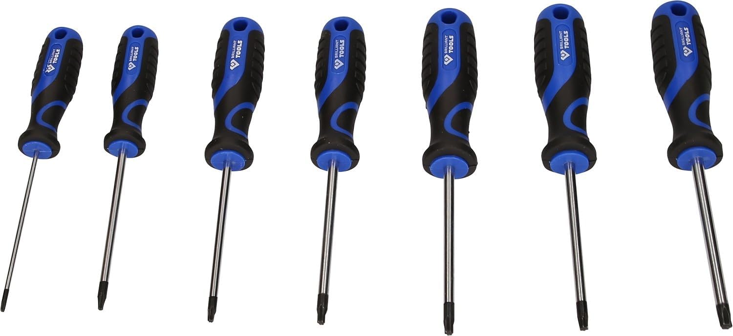 BRILLIANT TOOLS BT034004 Schraubendreher-Satz, 4-tlg., TX Profil [Powered by KS TOOLS] Schwarz Blau