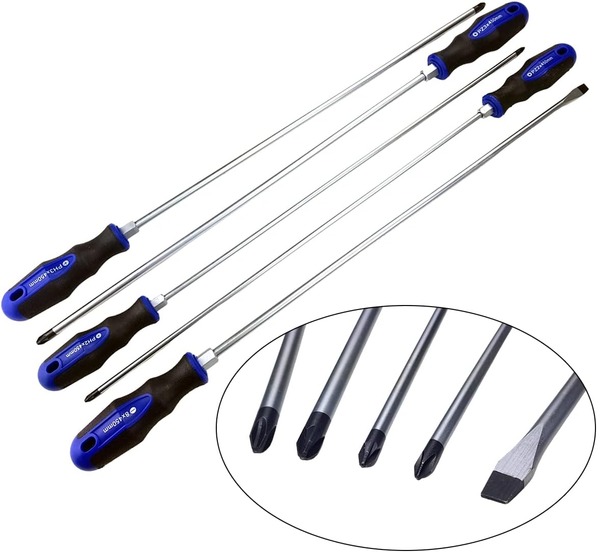 5 tlg extra lange 450mm Schraubendreher im Set Schraubenzieher