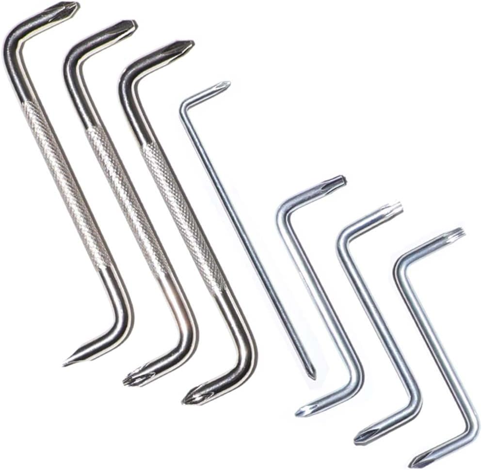 7 Stk Winkelschraubendreher, Offset Schraubendreher Set PH0/PH1/PH2/PH3/T15/T20, Z/L-Typum Kopfschraubendreher mit Magnetischem, Torx Schlüssel mit Kreuzschlitz und Flachkopf