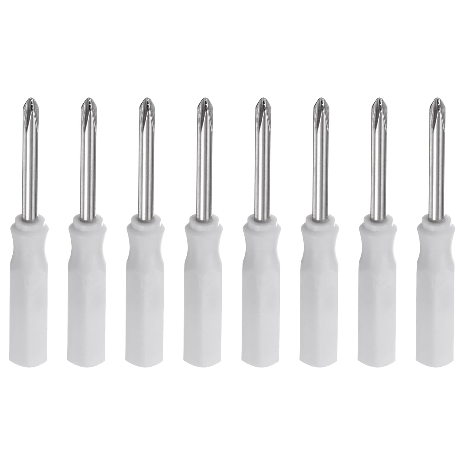 QUARKZMAN 8 Stück PH1 Mini Kreuzschraubendreher Set Kleine Schraubenzieher Set 2.5mm Magnetisch Kreuzkopf 45mm Länge Feinmechaniker Schraubendreher Set für Reparatur Werkzeug Set, Weiß