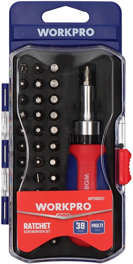 WORKPRO WP200517 38-teiliges Profi CR-V Ratschen-Bits-Schraubendreher-Set