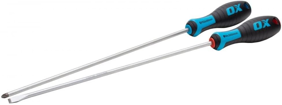 OX Pro Schraubendreher-Set lang, 2-tlg. | PZ2 & Schlitz, 300 mm, CRV