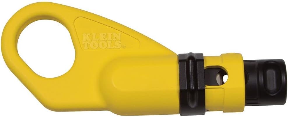 Klein Tools VDV110-061 Koaxialkabel-Abisolierer für RG59, RG6 und RG6Q | Zweistufiges Abisolieren | Verschiebbarer Kabelanschlag, Fingerring | Abisoliermaße 7,94 und 6,35 mm