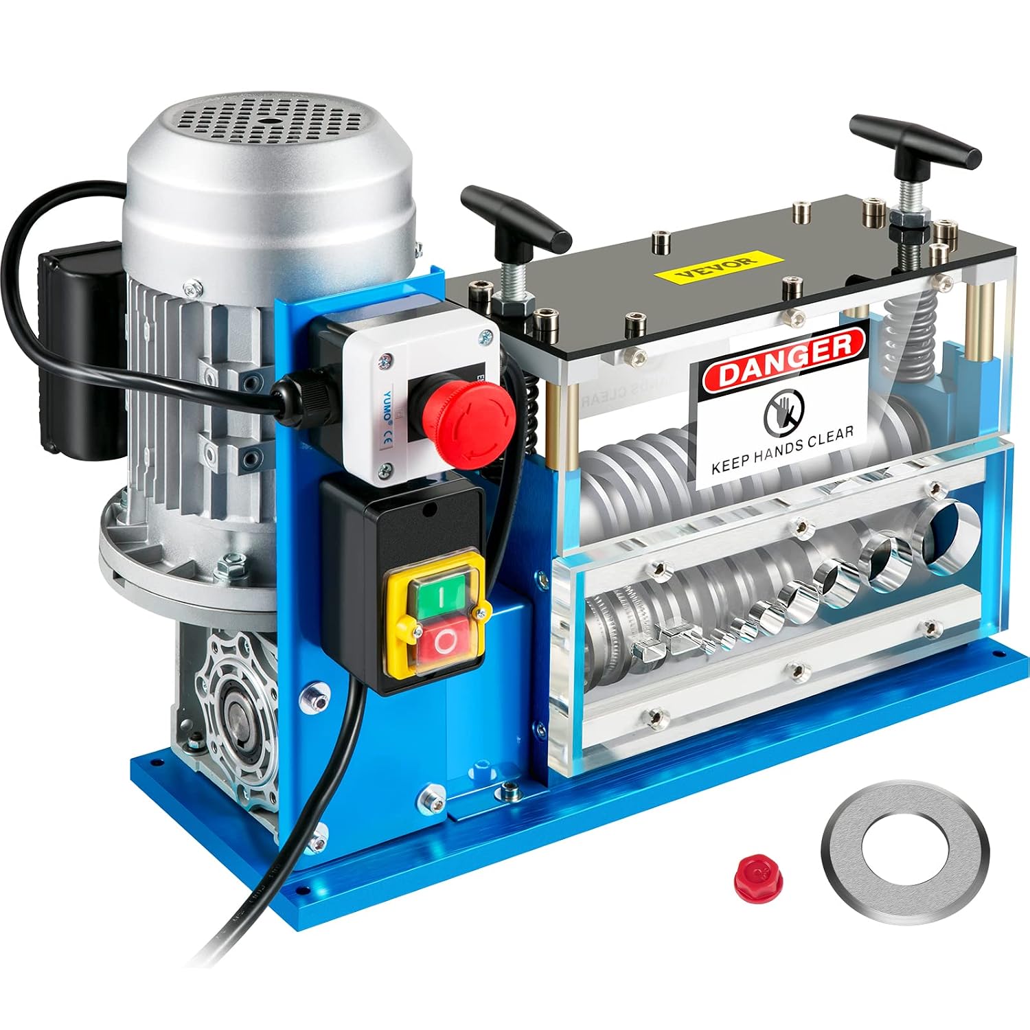 VEVOR Elektrische Abisoliermaschine, 370 W, 1,5 mm-38 mm, Kabelabisoliermaschine, Kabel Abisolierwerkzeug, 11 Kanäle 10 Klingen zum Recycling von Kupferdrähten/Entfernen, Isolierung aus Kunststoff