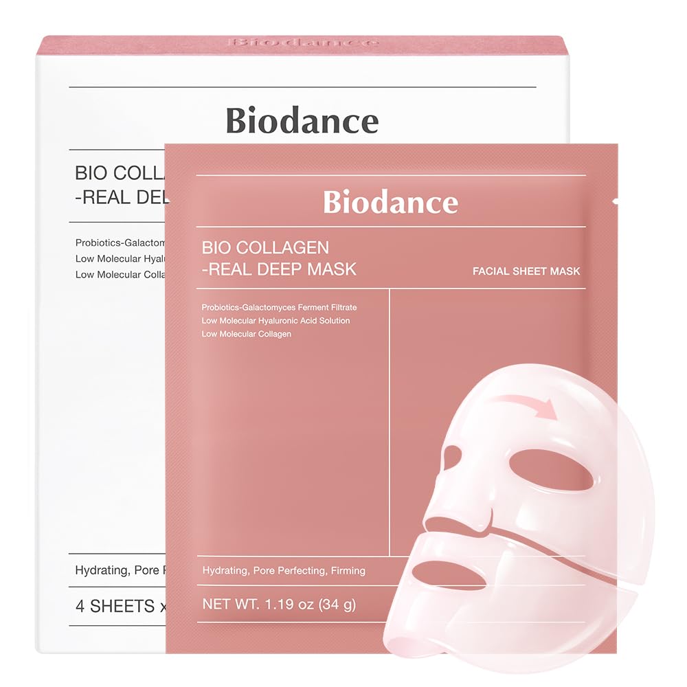 Biodance Bio-Collagen Real Deep Mask 4er Pack - Gesichtsmasken, Maske Gesicht, Gesichtsmaske Frauen, Gesichtsmaske, Face Mask, Porenverfeinerung, Faltenbehandlung