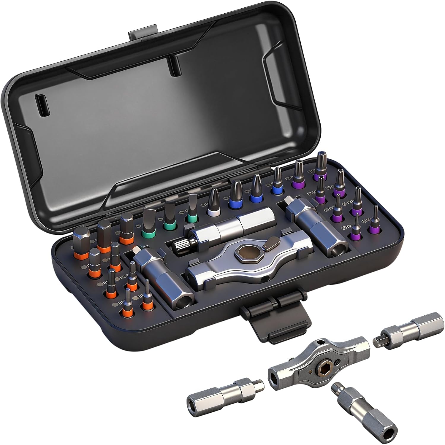 24-in-1 Ratschenschraubendreher Set – Magnetic Screwdriver Set mit S2-Bits, Abnehmbarer T-Ratschengriff, Feinmechaniker Werkzeug Satz für Möbel, Fahrrad, PC-Reparatur, Kompakt & Tragbar