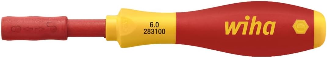Wiha Schraubendreher mit Bithalter SoftFinish® electric slimVario für slimBits (34577) 6 mm x 50 mm VDE geprüft, stückgeprüft, ergonomischer Griff für kraftvolles Drehen, Allrounder für Elektriker