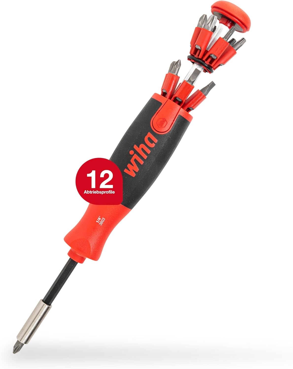 Wiha LiftUp 25 Schraubendreher Set 12-tlg. mit Bit Set (38605) Schraubenzieher Satz mit Bit Magazin aus Standardbits, Bithalter Schlitz Kreuzschlitz TORX