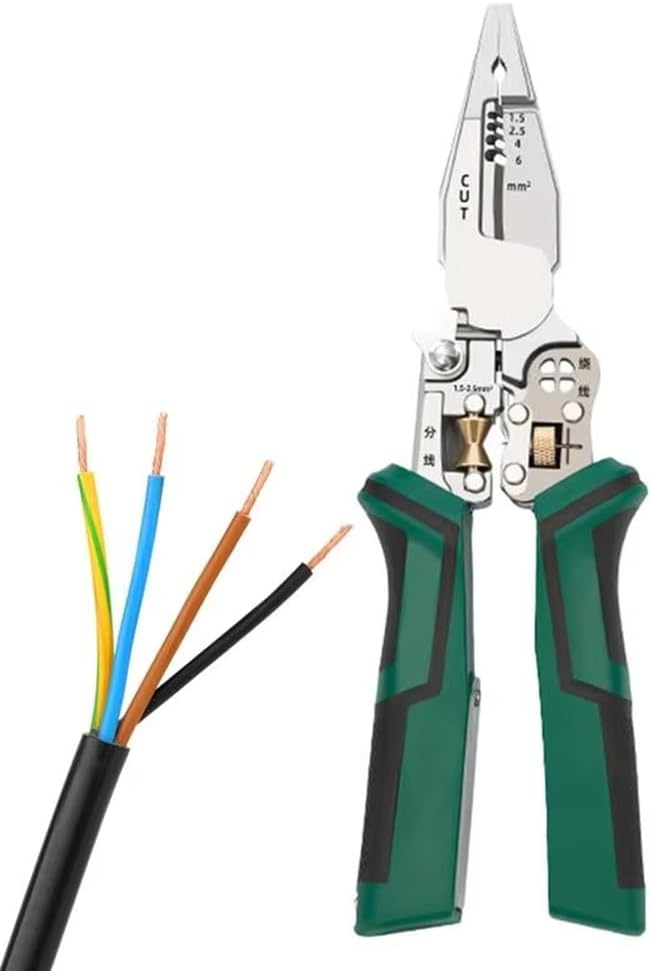 Drahtschneider, 10-in-1, Abisolierzange für Elektrische Kabel, Spannungsprüfer, Schere mit Strommessfunktion