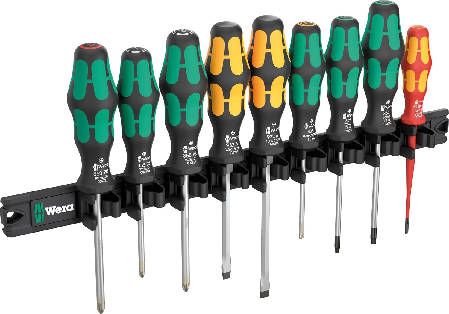 Wera 05051012001 9650 Magnetleiste Kraftform Schraubendreher-Satz, 10-teilig