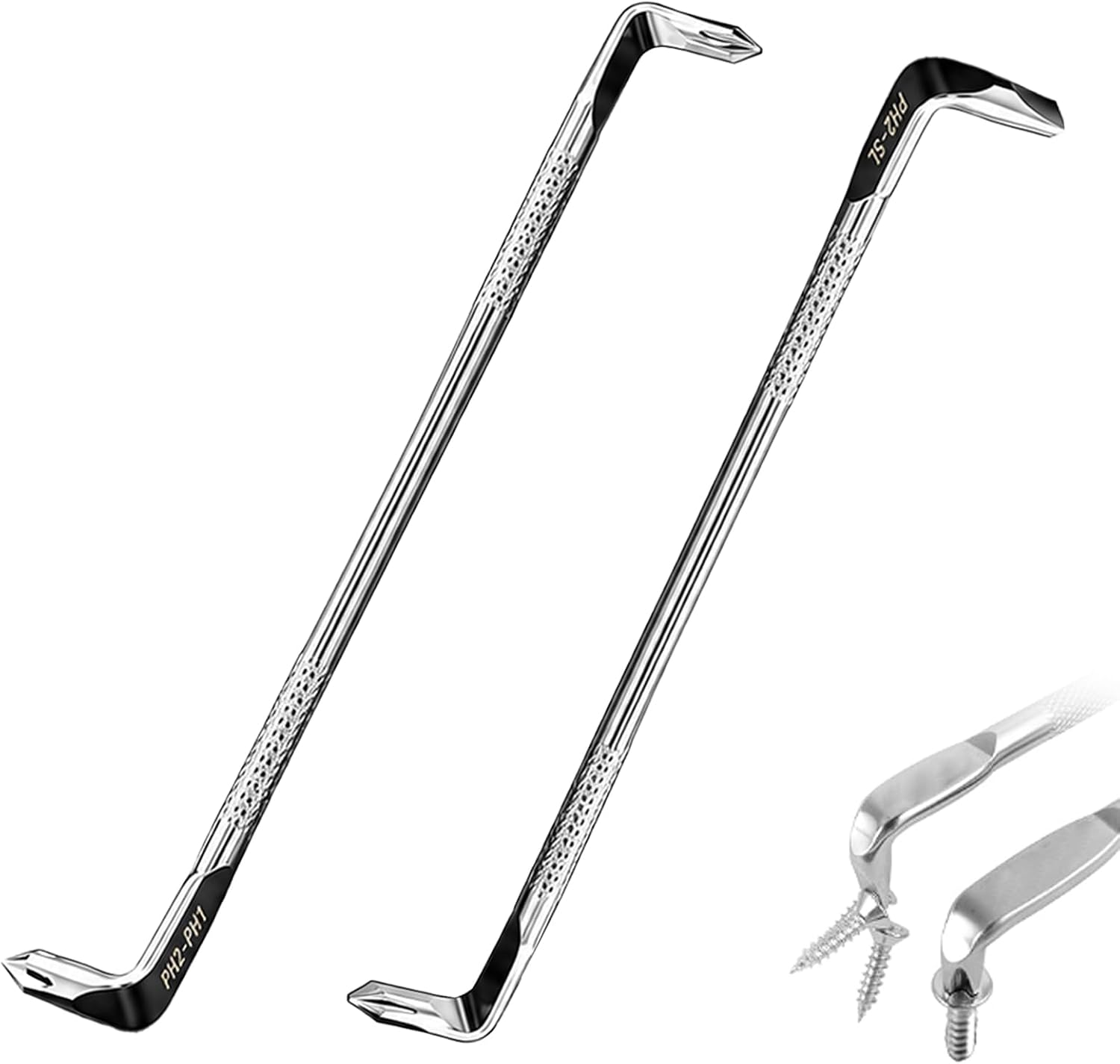 Zolara 2 Stück Winkelschraubendreher, Z-Typ Doppelkopf Schraubendreher, 185mm/190mm Kreuzschlitz Schlitz 90 Grad Winkelschraubendrehersatz, Offset Magnetische Schraubendreher für Arbeiten auf engem