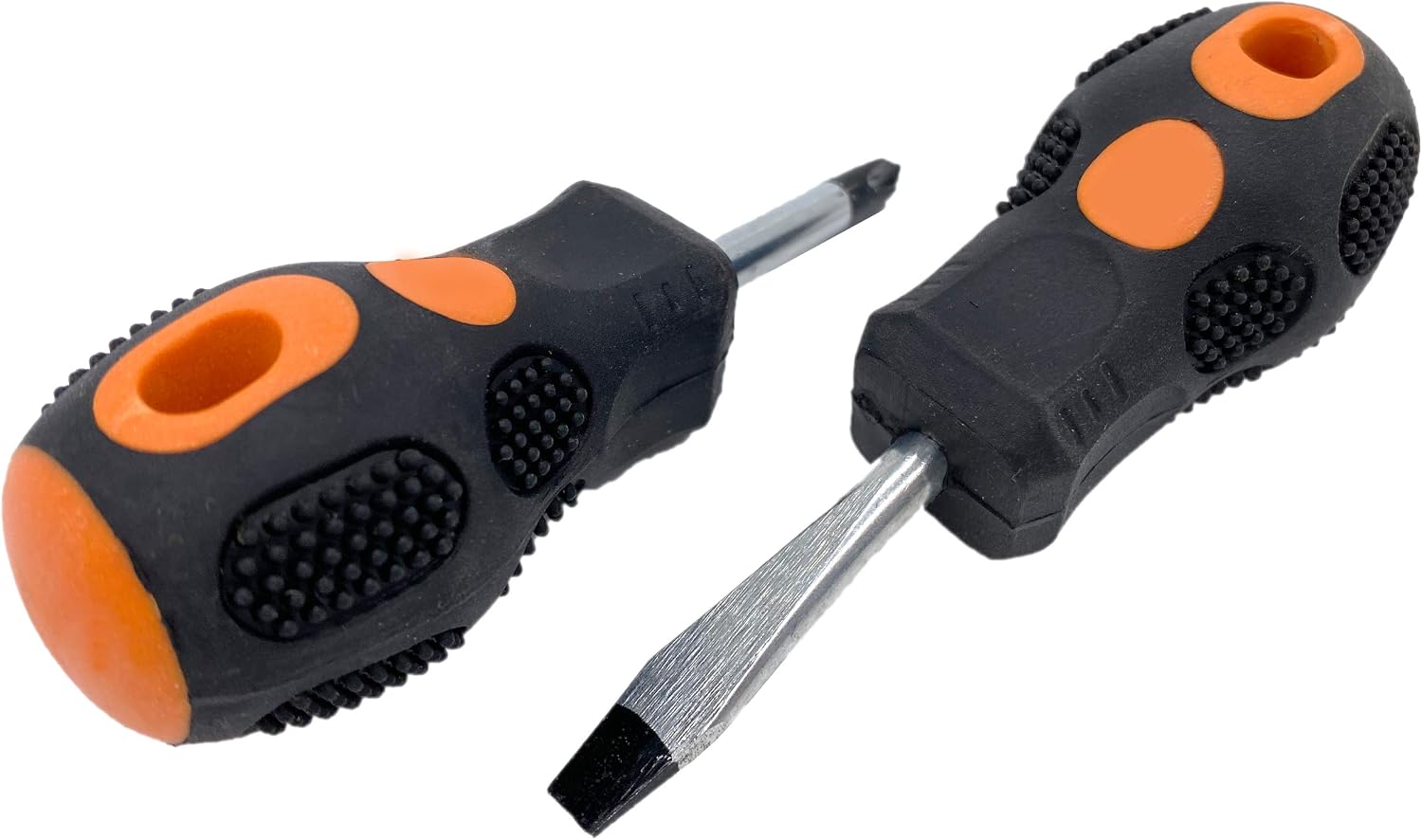 Schraubendreher KURZ 2er Set Schraubenzieher, Kreuzschlitz & Schlitz, Magnetisch klein breit Kreuz Elektriker Stubby Vergaserschraubendreher