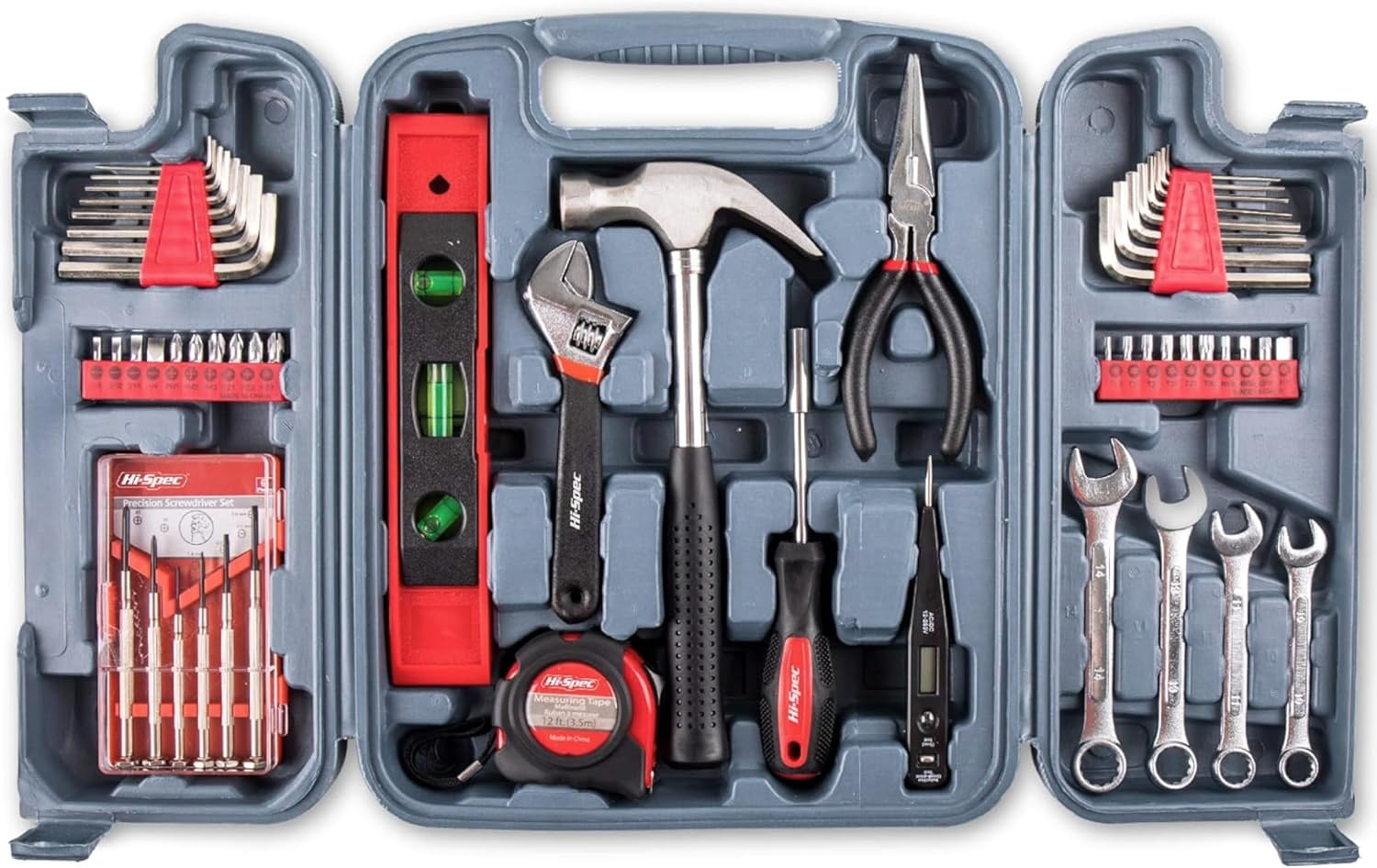 Hi-Spec Werkzeugkoffer mit Hammer, Bit-Set, Nüssen und Schraubendreher Pink