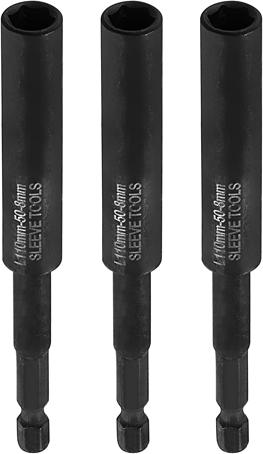 QUARKZMAN 3 Stück 14mm 6-Punkt Steckschlüssel Stecknuss mit 1/4" Sechskantschaft, 110mm Lang Bohrerspitze Antriebe Schnellwechsel Cr-V Stahl Schraubendreher für Reparatur
