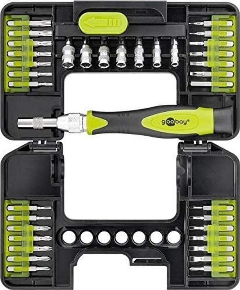 goobay Präzisionsschraubendreher Set 37-teilig, Feinmechaniker Werkzeug Bit-Set aus Chrom-Vanadium, für PC, Handy, Laptop & Brillen - 74003