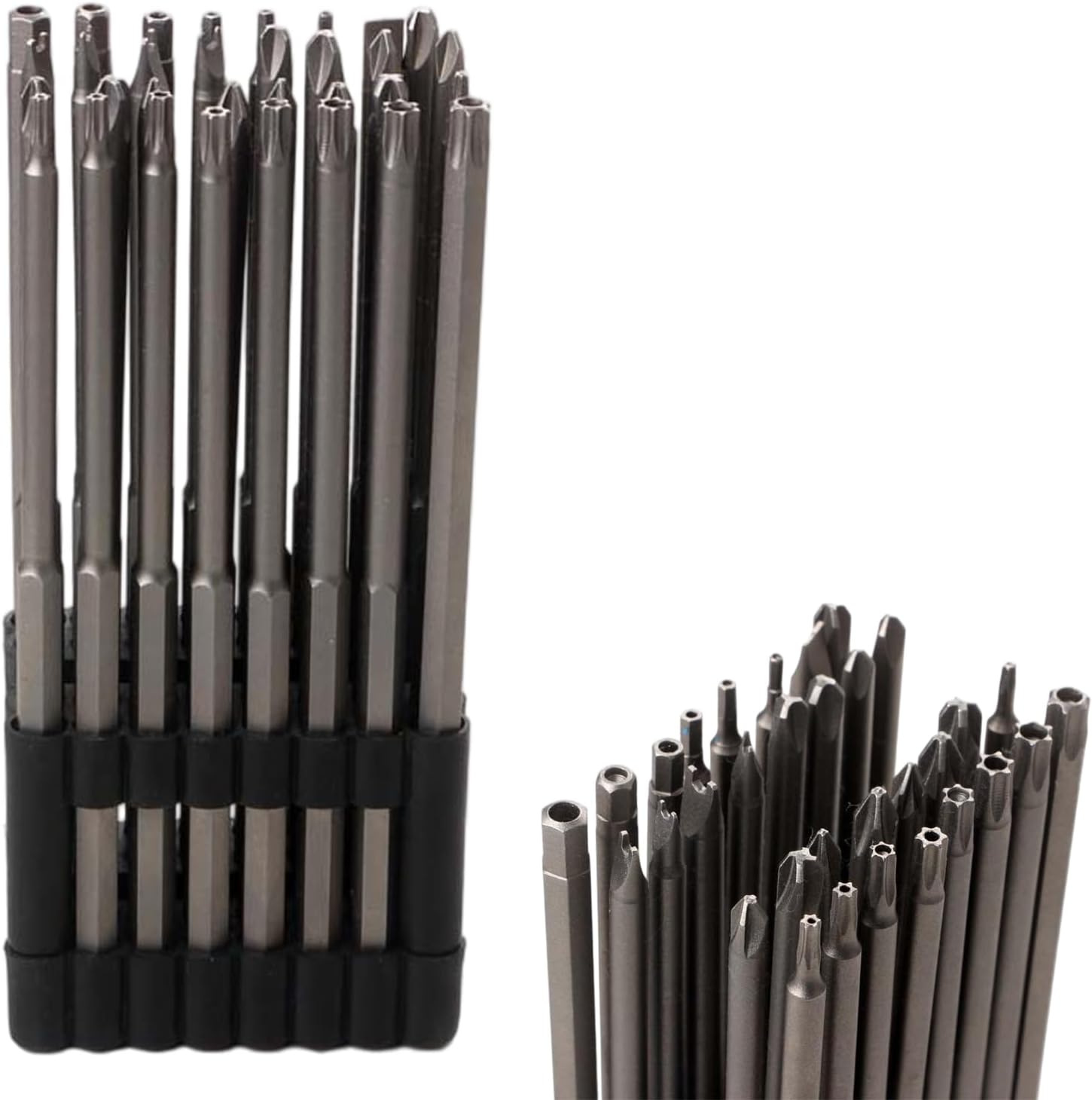 32-teiliges Schraubendreher Bit Set: Extra Lange 150 mm CR-V Stahl Bits, Magnetisch mit 1/4 Zoll Sechskant, Torx, Phillips, Inbus und Schlitz für Akkuschrauber, Bohrmaschine, Möbelmontage