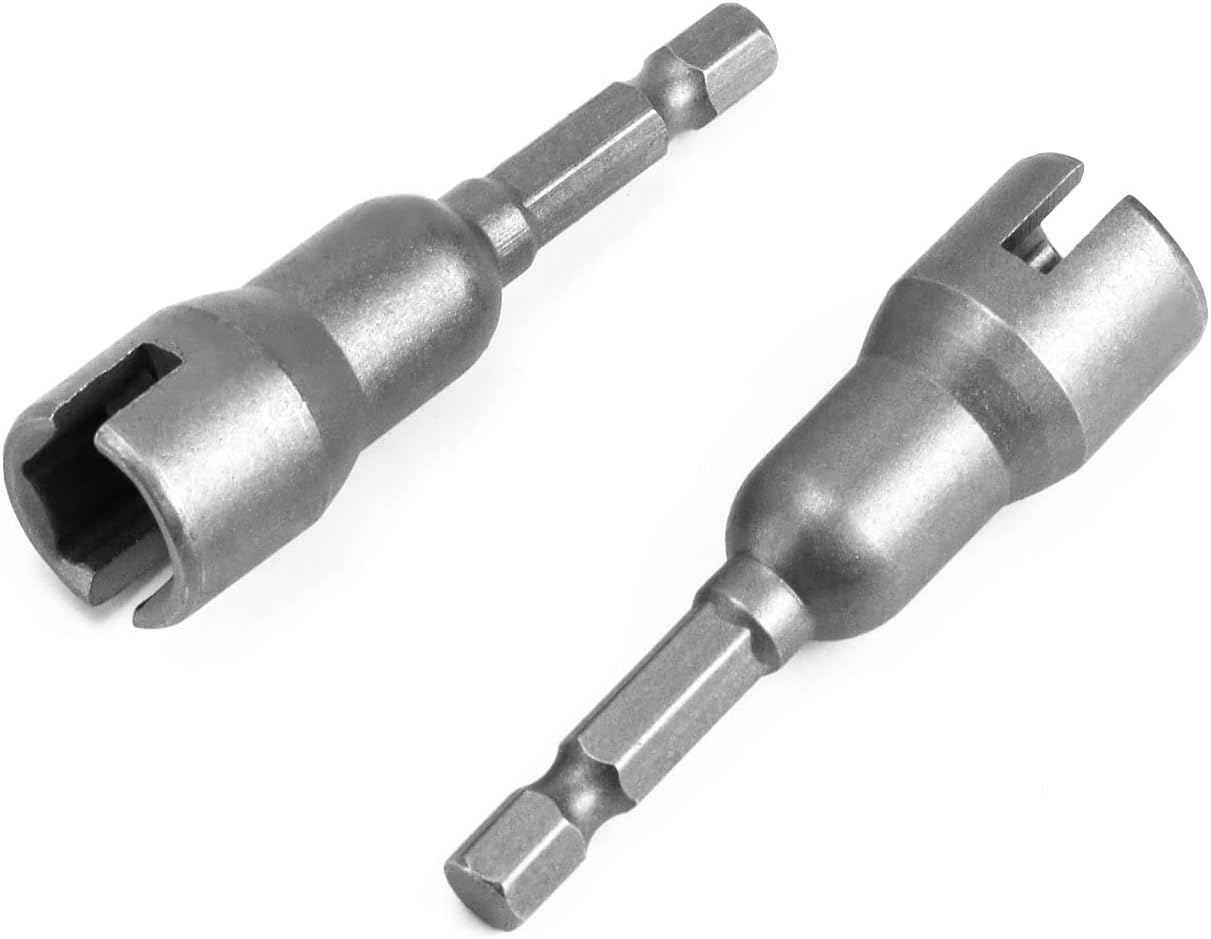 QWORK® 2 Stück Flügelmutter Schraubendreher Set, Flügelmutter Treiber, Stecknuss Werkzeug, 1/4 Zoll Sechskantschaft für Panelmuttern, Schrauben, Ösen-C-Haken & Q-Hanger, Stahl
