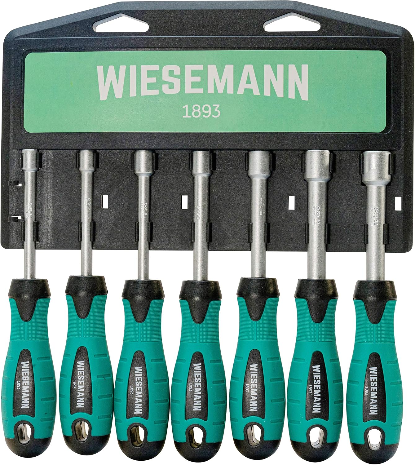 Sechskant-Schraubendreher Satz 7tlg. für Außensechskantschrauben 6-12mm Matt-verchromt mit Halterung von WIESEMANN 1893 I 80225