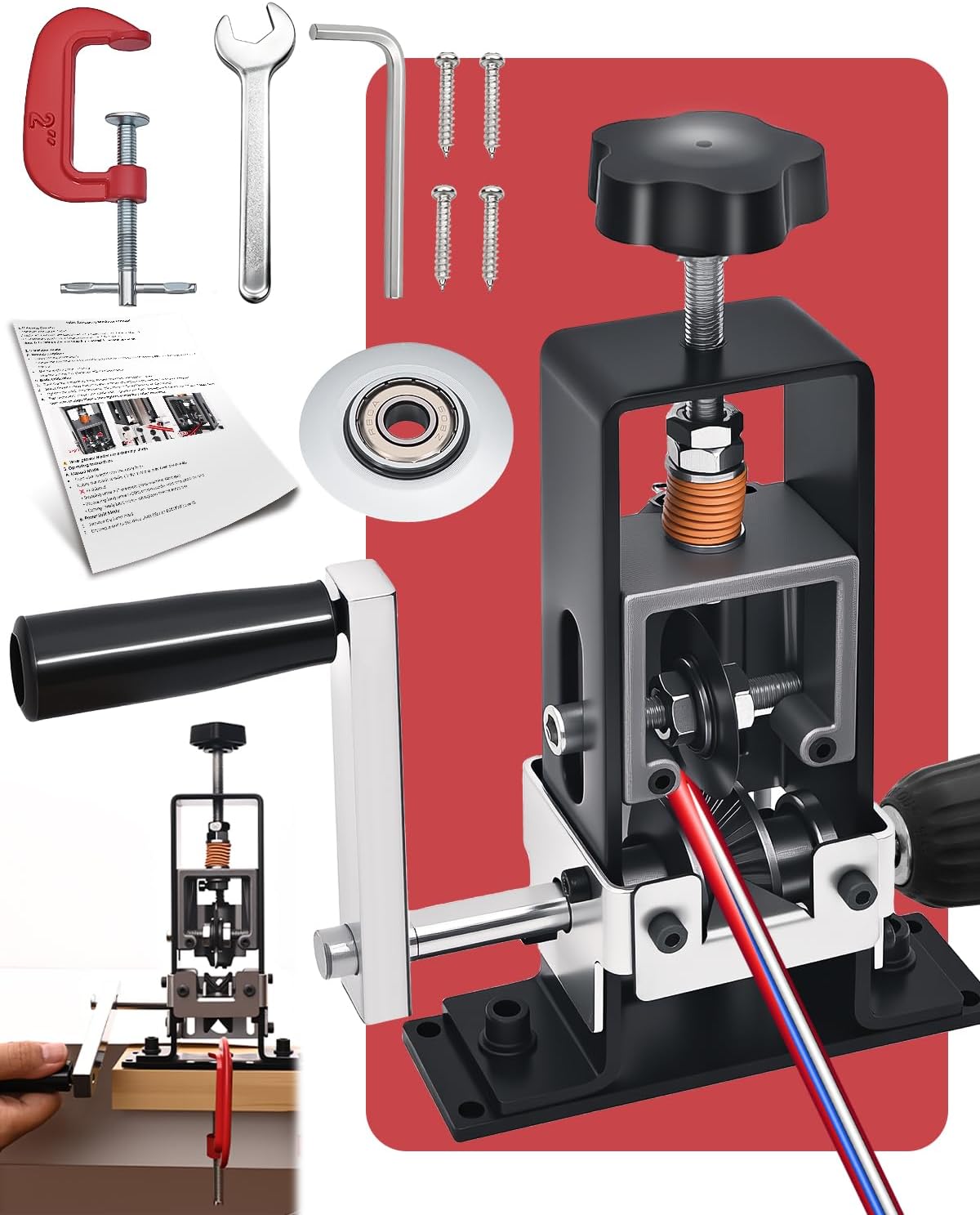 Kabelschälmaschine 1-25mm, Abisolierwerkzeug/Abisoliermaschine Handkurbel/Bohrerantrieb, manuelles Kabelabisoliergerät, abnehmbare/fixierbare Abisolierzange, Kabelentmanteler, Kupferschrott Recycling