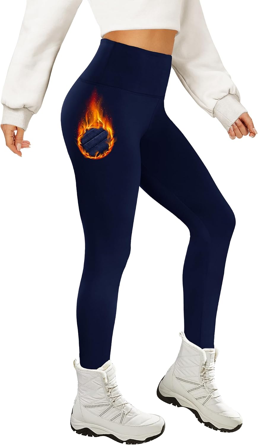 AMIYOYO Thermo Leggings Damen High Waist Mit Fleece