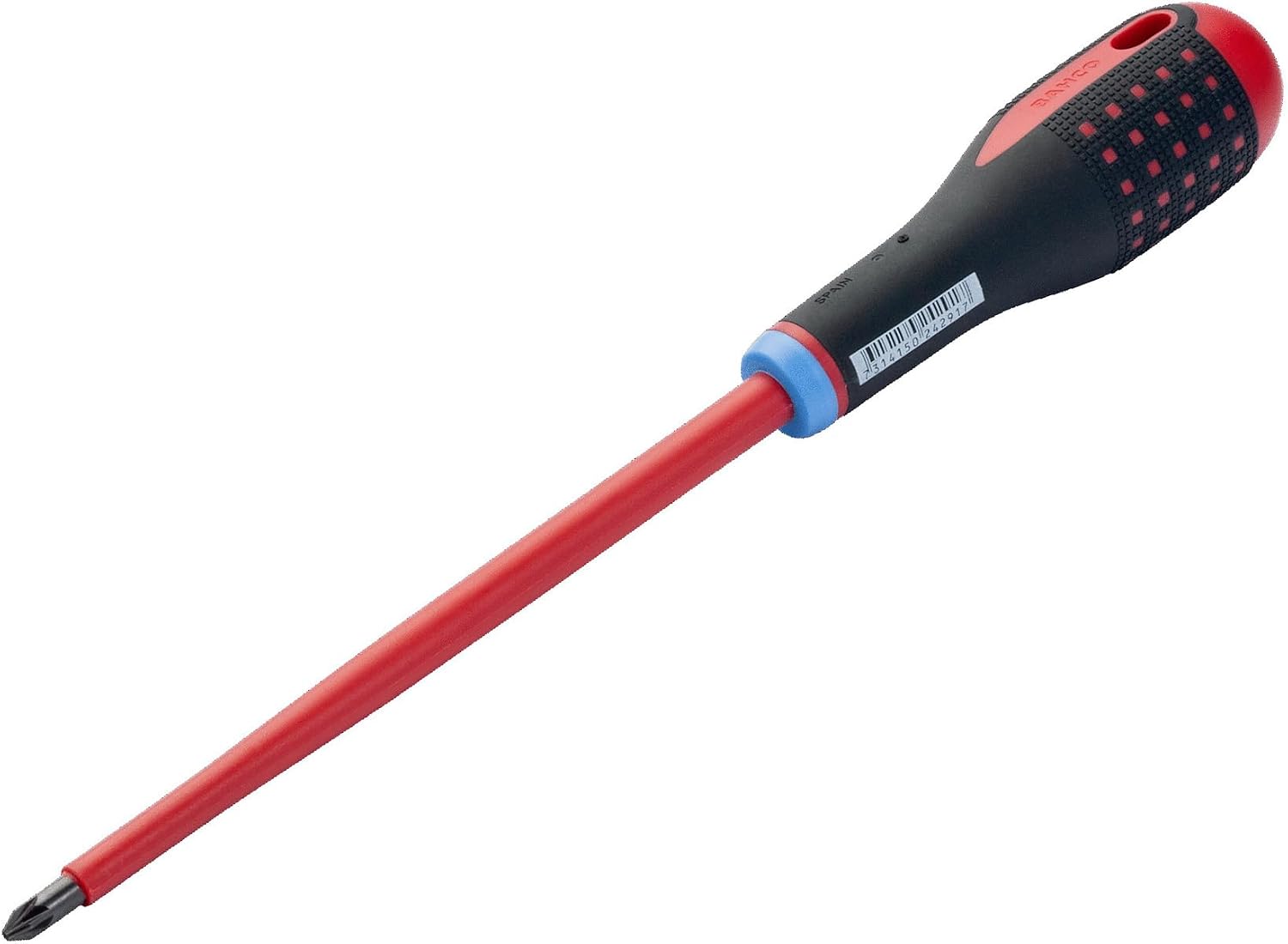 Bahco Ergo VDE Isolierter Pozi-Schraubendreher PZ2 x 100 mm, Klinge aus legiertem Stahl und für Arbeiten an Live-Geräten bis 1000 V