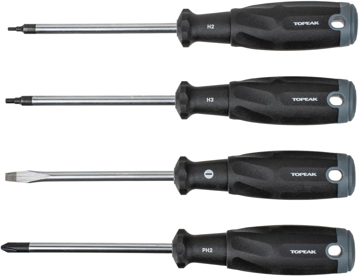 Topeak Schraubendreher Set 4-TLG, Stahl/Composite, Schwarz/Gelb, ergonomische Griffe, langlebiges Fahrradwerkzeug, Länge 20,5 cm, 15400218