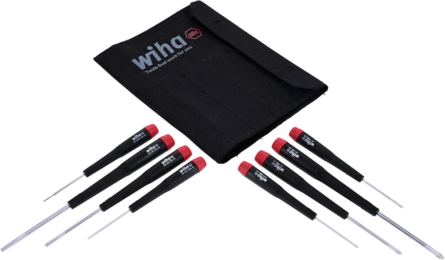 Wiha 26199 Schlitz- und Kreuzschlitzschraubendreher-Set in robuster Canvas-Tasche, 8-teilig