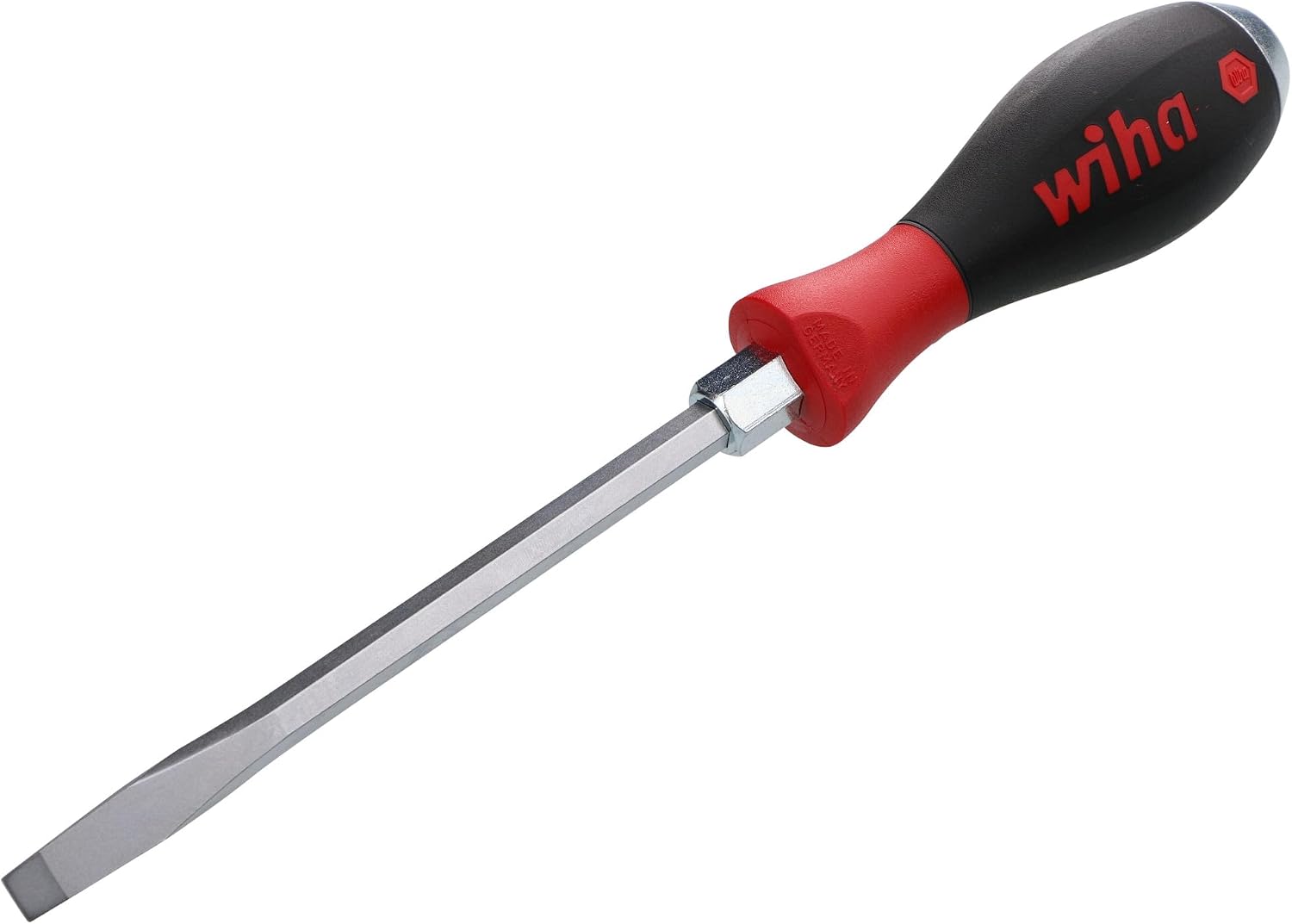 Wiha 53027 Slotted Screwdriver with SoftFinish Handle and Solid Metal Cap, 8.0 x 150mm by Wiha