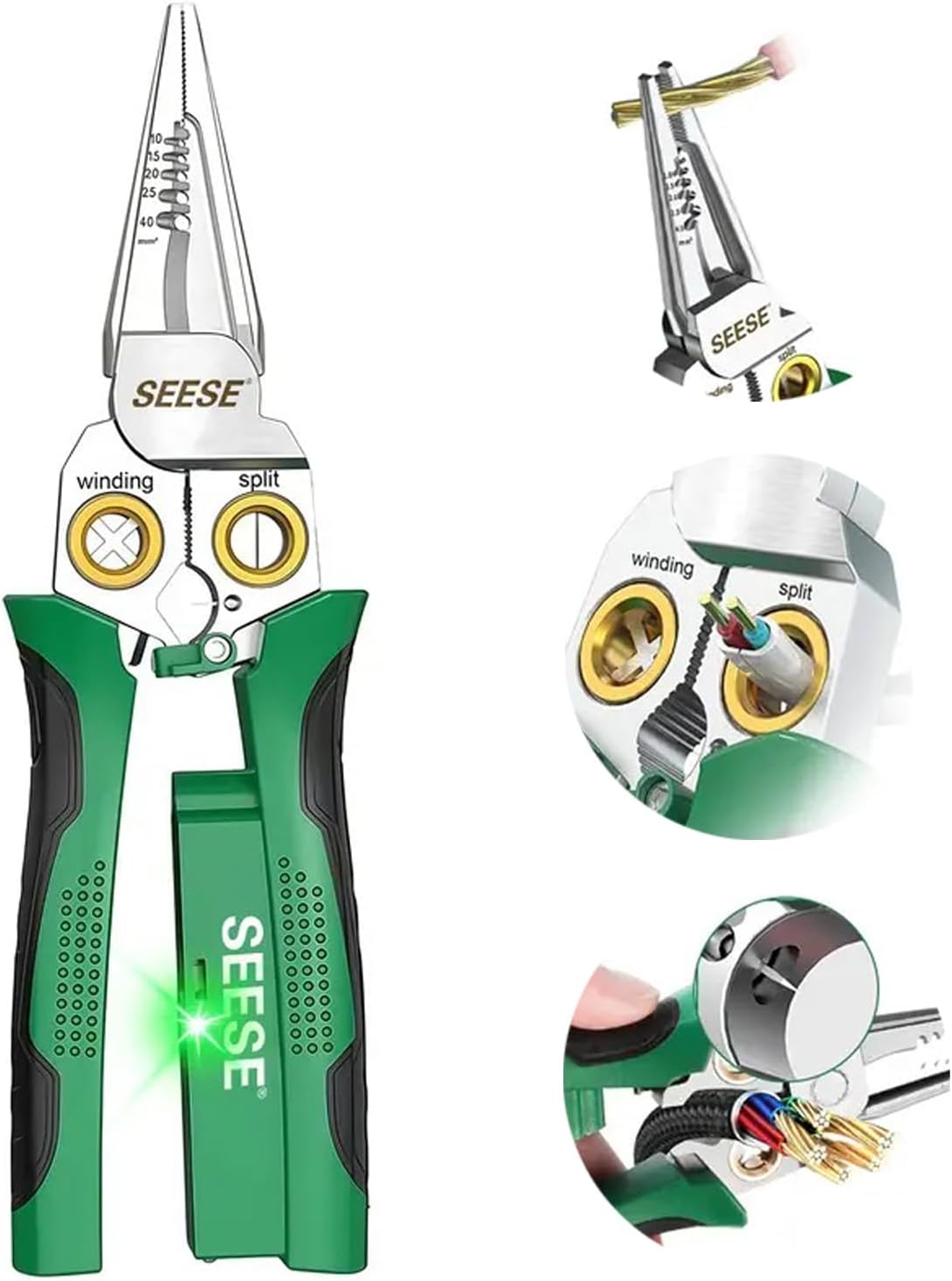SEESE 8-in-1-Draht für Elektriker: Nadelnose mit Spannungsprüfung & Dual Alarms – elektrische Bieger für Schneiderwirte, Pulling Wires und Crimp-Draht