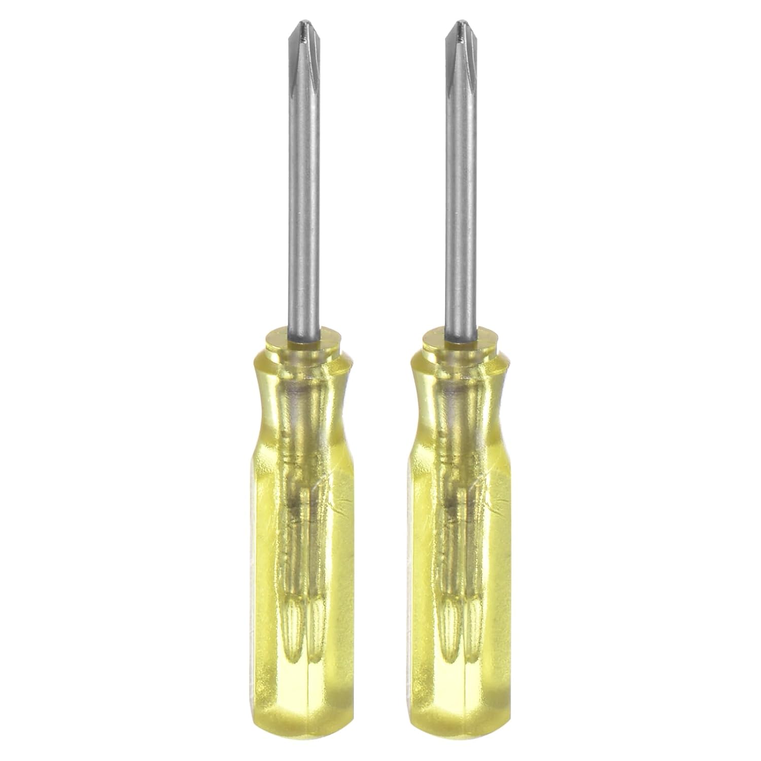 QUARKZMAN 2 Stück PH0 Mini Kreuzschraubendreher Set Kleine Schraubenzieher Set 2mm Magnetisch Kreuzkopf 45mm Länge Feinmechaniker Schraubendreher Set für Reparatur Werkzeug Set, Gelb
