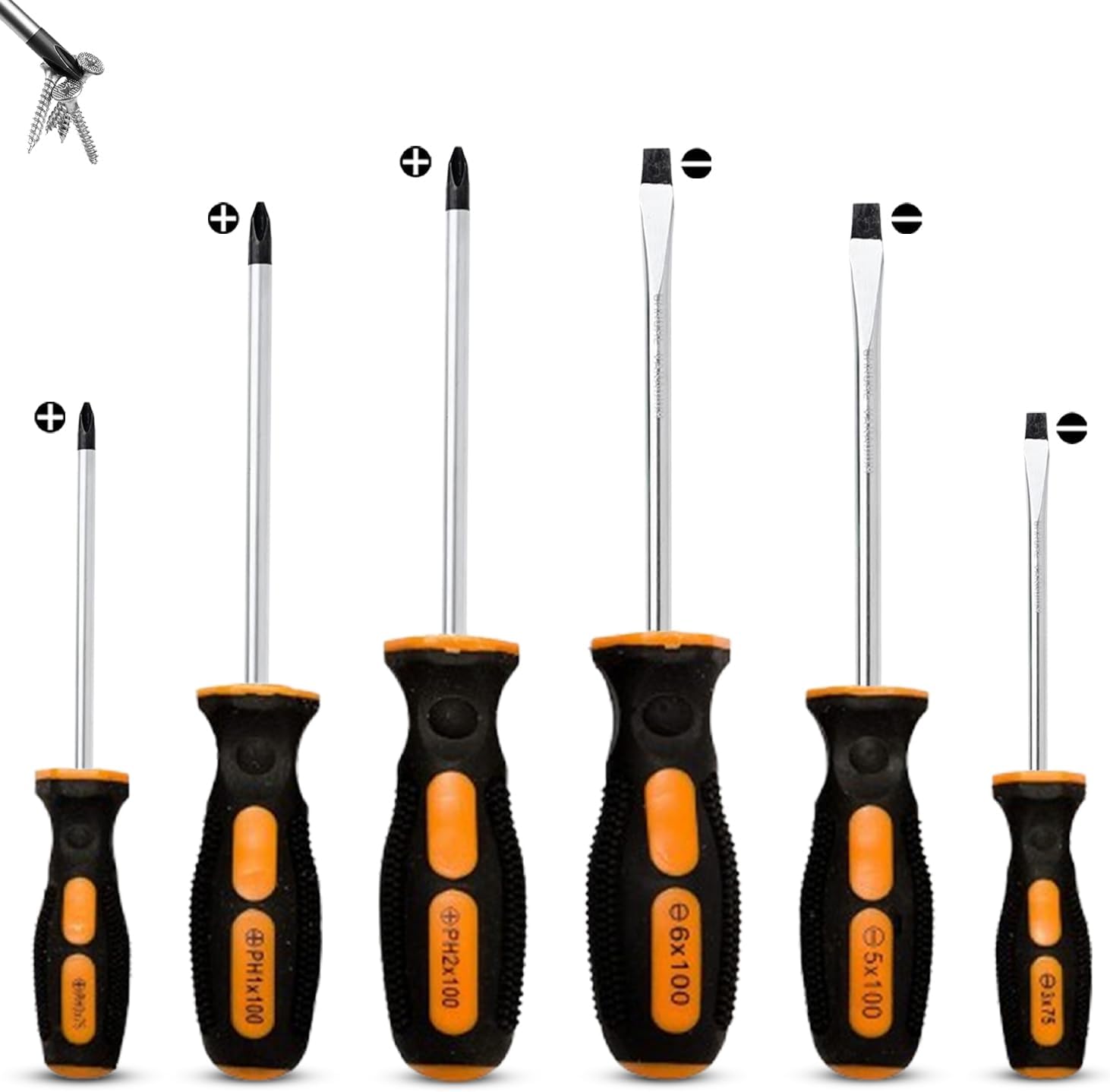 Brackit Schraubendreher-Set 6-teilig – Chrom-Vanadium mit Magnetspitze