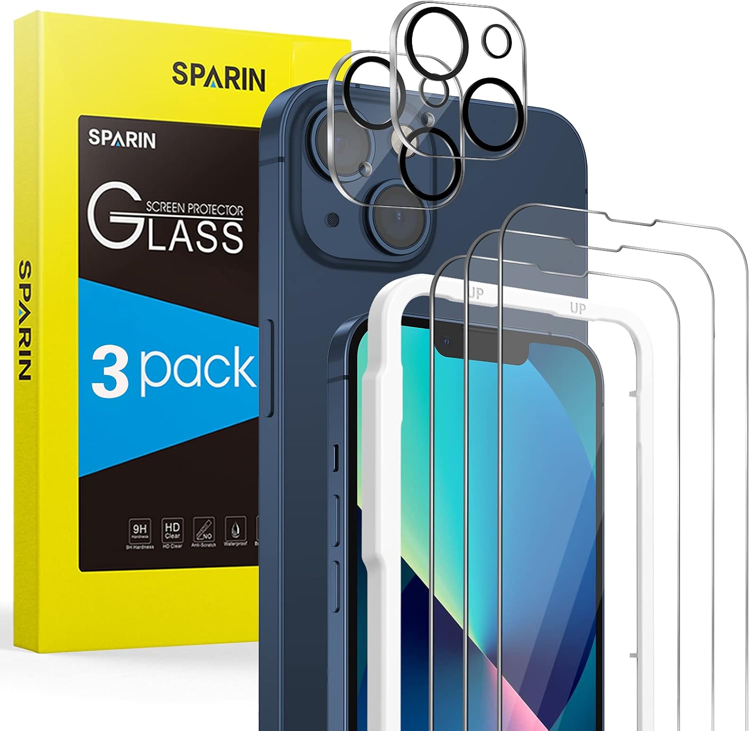 SPARIN Schutzfolie für iPhone 18 Pro Panzerglas mit Montagerahmen,3+3 Stück