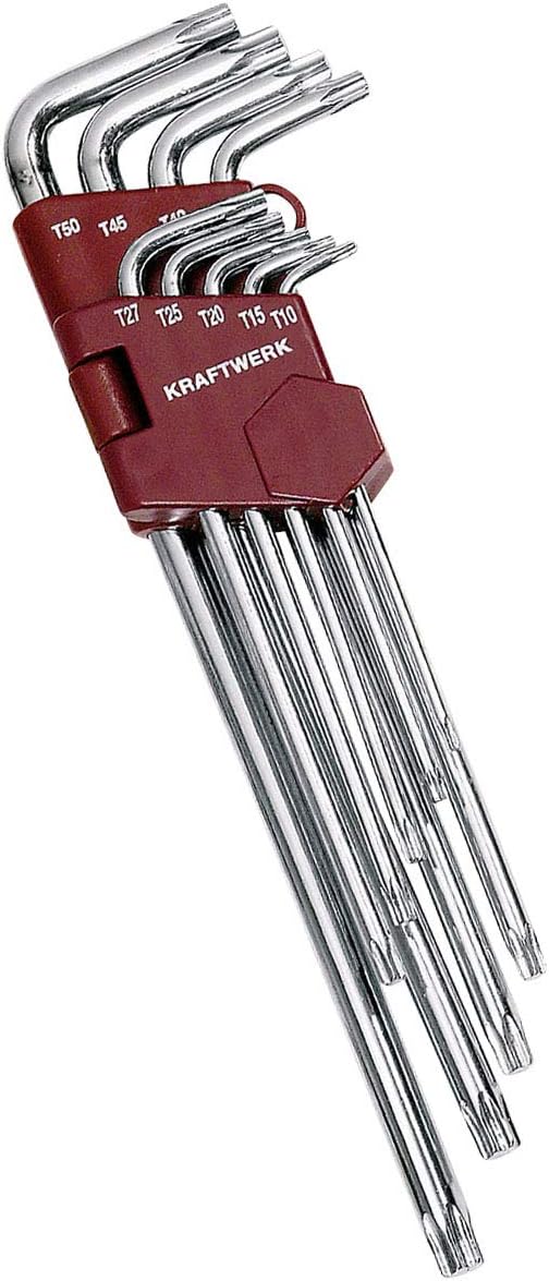 KRAFTWERK Torx Schraubendreher Set 9-tlg. | Torx Schlüsselsatz T10 - T50 | Winkelschraubendreher in langer Ausführung | KRAFTWERK Torx Schlüssel Art. Nr. 3607