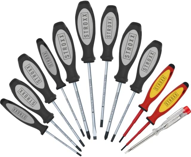 STROXX® Schraubendreher-Set 12tlg. PZ/PH/Torx/Schlitz Made in Germany VDE Spannungsprüfer für Handwerker Elektriker Industrie Heimwerker