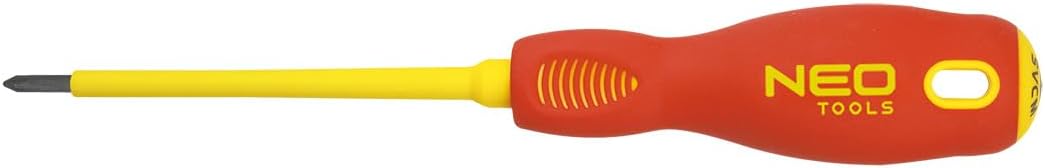 NEO TOOLS Profi Elektriker Schraubendreher Kreuzschlitz SVCM-Stahl PZ1 x 80 mm | Biegefestigkeit 56 HRC, TÜV
