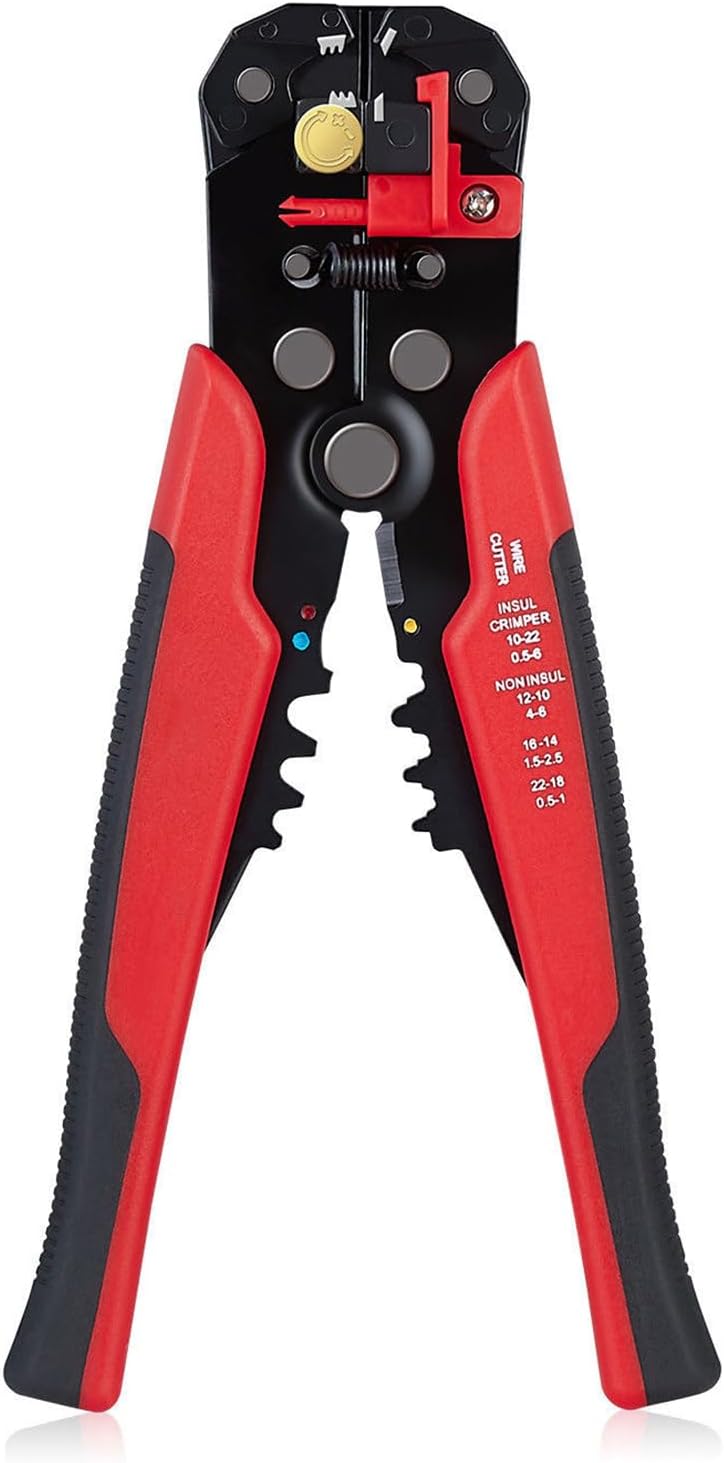 5 in 1 Automatische Abisolierzange, Drahtschneider Elektrische Anschlussklemme Crimper zum Abisolieren, Schneiden, Crimpen von 10-24 AWG (0,2-6,0mm²)