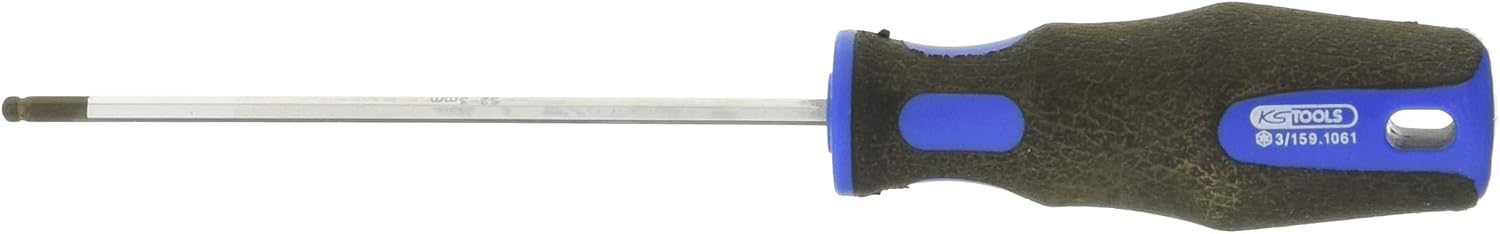 KS Tools 159.1061-E ERGOTORQUEplus Schraubendreher Innensechskant mit Kugelkopf, 3mm auf Hänger