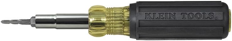 Klein Tools 32517 Multi-Bit-Schraubendreher/Gewindebohrer mit 6 gängigen Gewindebohrergrößen, 4 Schraubendreherspitzen und 3 Steckschlüsselgrößen